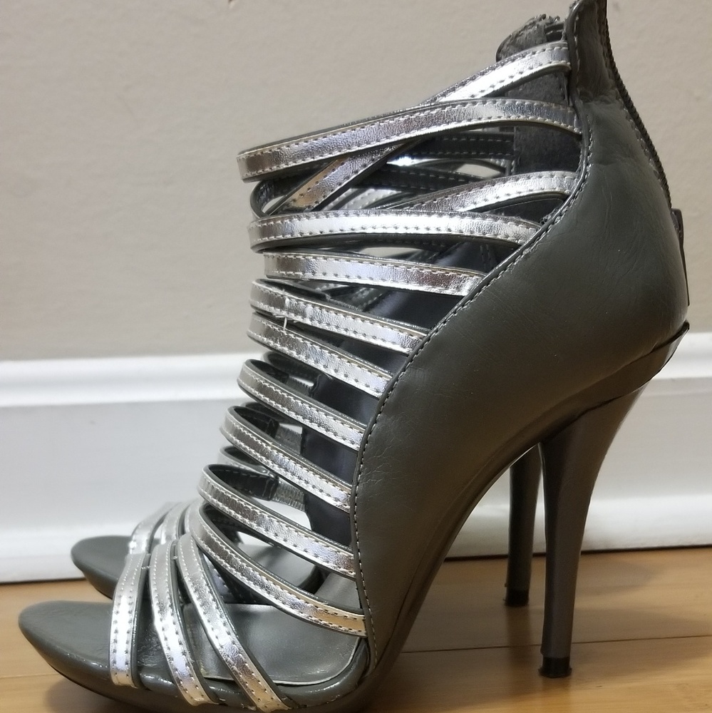 Grey strappy sandals